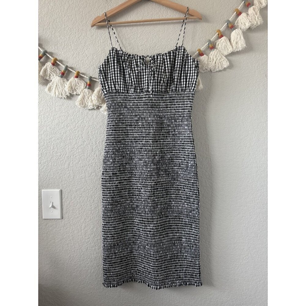 J. Crew Smocked Tie Front Midi Sleeveless Dress In Gingham Preppy Boho Y2k 4